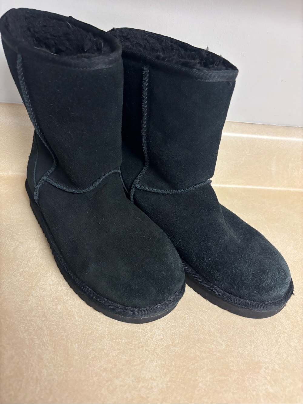 Koolaburra Black Faux-Suede Mid-Calf Winter Boots